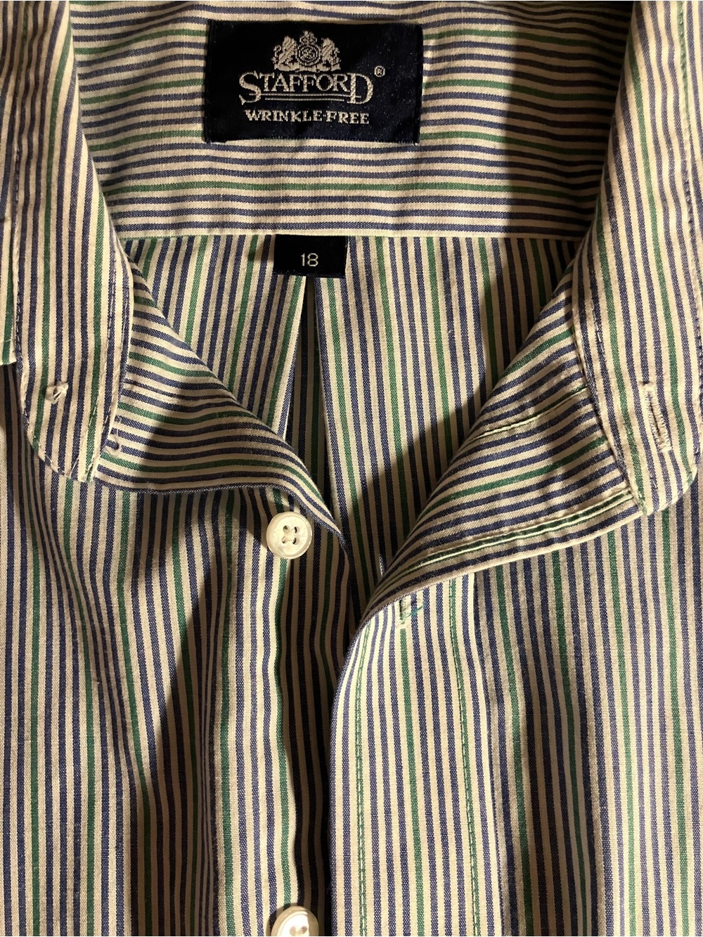 Stafford Blue & White Narrow-Stripe Dress Shirt